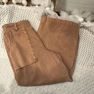Young Fabulous & Broke High Rise Wide Leg Cropped Pants Pockets
Tan Brown Small